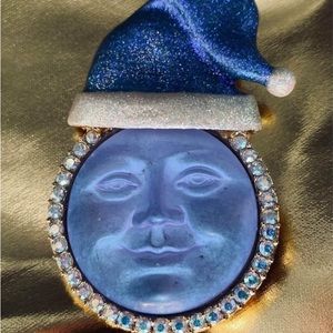 Kirks Folly USA Signed Christmas Blue Moon Pendant and Brooch